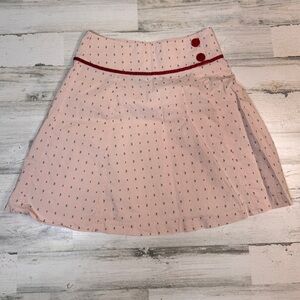 Tibi Pink Red Polka Dot A-Line Skirt Button 10 Viscose/Cotton